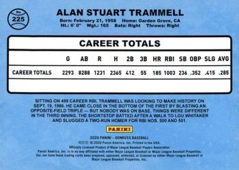 2020 Donruss - Milestone Stat Line #225 Alan Trammell Back