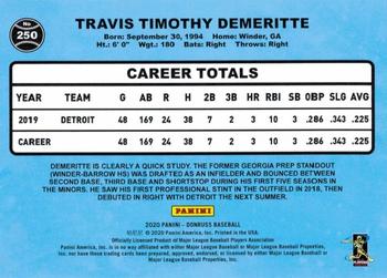 2020 Donruss - Milestone Stat Line #250 Travis Demeritte Back