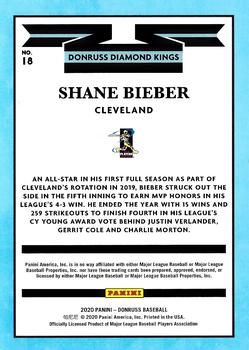 2020 Donruss - Career Stat Line #18 Shane Bieber Back