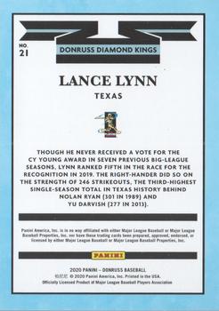 2020 Donruss - Career Stat Line #21 Lance Lynn Back