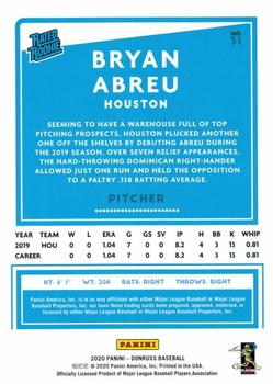 2020 Donruss - Career Stat Line #31 Bryan Abreu Back