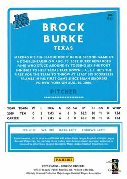 2020 Donruss - Career Stat Line #40 Brock Burke Back