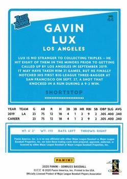 2020 Donruss - Career Stat Line #44 Gavin Lux Back