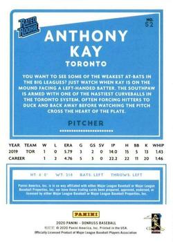 2020 Donruss - Career Stat Line #52 Anthony Kay Back
