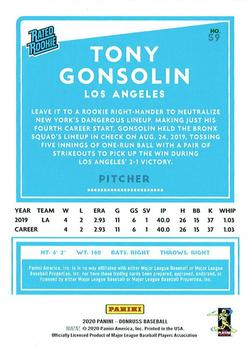 2020 Donruss - Career Stat Line #59 Tony Gonsolin Back