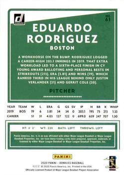 2020 Donruss - Career Stat Line #61 Eduardo Rodriguez Back