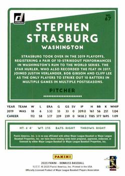 2020 Donruss - Career Stat Line #67 Stephen Strasburg Back