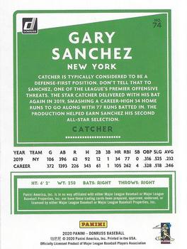 2020 Donruss - Career Stat Line #74 Gary Sanchez Back