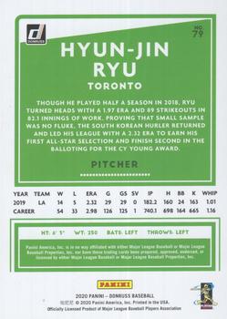 2020 Donruss - Career Stat Line #79 Hyun-Jin Ryu Back