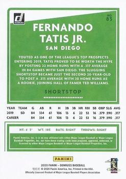 2020 Donruss - Career Stat Line #83 Fernando Tatis Jr. Back