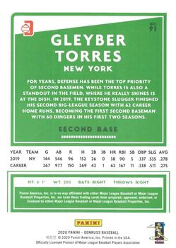 2020 Donruss - Career Stat Line #91 Gleyber Torres Back