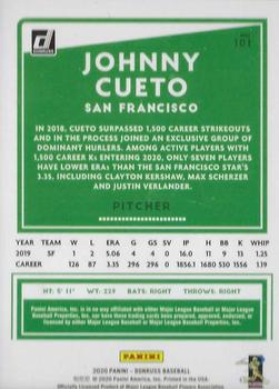 2020 Donruss - Career Stat Line #101 Johnny Cueto Back