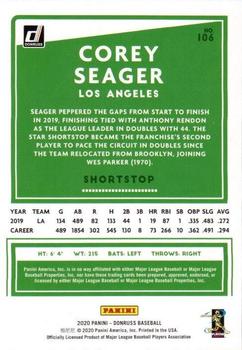 2020 Donruss - Career Stat Line #106 Corey Seager Back