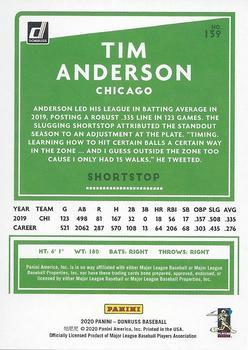 2020 Donruss - Career Stat Line #139 Tim Anderson Back