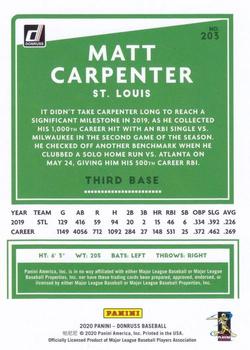 2020 Donruss - Career Stat Line #203 Matt Carpenter Back