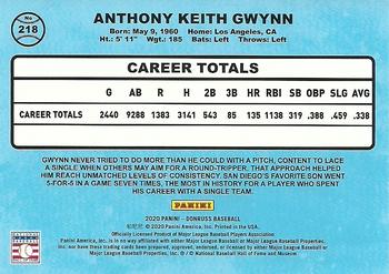 2020 Donruss - Career Stat Line #218 Tony Gwynn Back