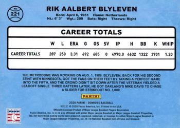 2020 Donruss - Career Stat Line #221 Bert Blyleven Back