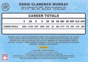 2020 Donruss - Career Stat Line #228 Eddie Murray Back