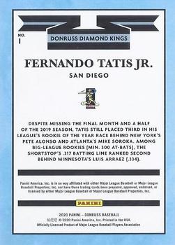 2020 Donruss - Season Stat Line #1 Fernando Tatis Jr. Back