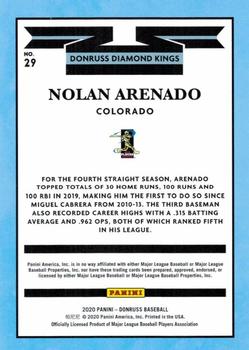 2020 Donruss - Season Stat Line #29 Nolan Arenado Back
