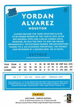 2020 Donruss - Season Stat Line #45 Yordan Alvarez Back