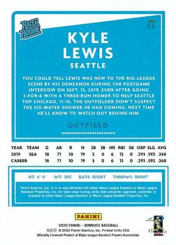 2020 Donruss - Season Stat Line #56 Kyle Lewis Back