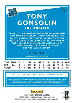2020 Donruss - Season Stat Line #59 Tony Gonsolin Back