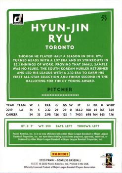 2020 Donruss - Season Stat Line #79 Hyun-Jin Ryu Back