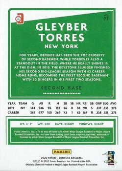 2020 Donruss - Season Stat Line #91 Gleyber Torres Back