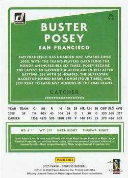 2020 Donruss - Season Stat Line #93 Buster Posey Back