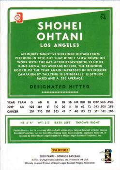 2020 Donruss - Season Stat Line #94 Shohei Ohtani Back