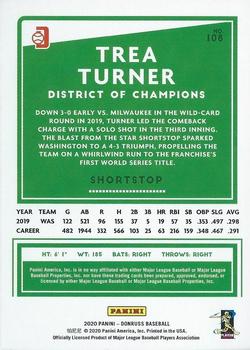 2020 Donruss - Season Stat Line #108 Trea Turner Back