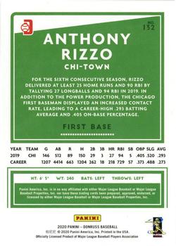 2020 Donruss - Season Stat Line #132 Anthony Rizzo Back