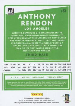 2020 Donruss - Season Stat Line #154 Anthony Rendon Back