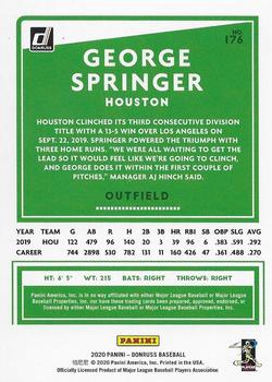 2020 Donruss - Season Stat Line #176 George Springer Back