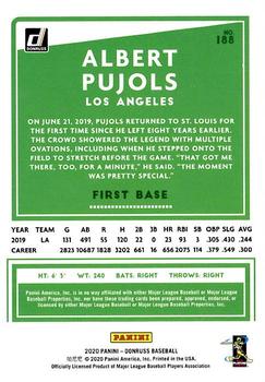 2020 Donruss - Season Stat Line #188 Albert Pujols Back