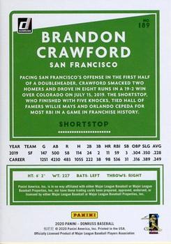 2020 Donruss - Season Stat Line #189 Brandon Crawford Back