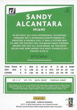 2020 Donruss - Season Stat Line #191 Sandy Alcantara Back