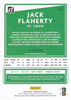 2020 Donruss - Season Stat Line #192 Jack Flaherty Back