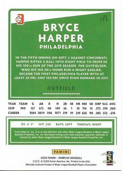 2020 Donruss - Season Stat Line #193 Bryce Harper Back