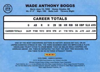 2020 Donruss - Season Stat Line #215 Wade Boggs Back