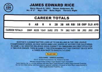 2020 Donruss - Season Stat Line #226 Jim Rice Back