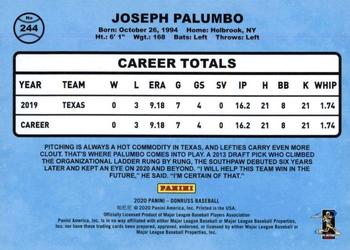 2020 Donruss - Season Stat Line #244 Joe Palumbo Back