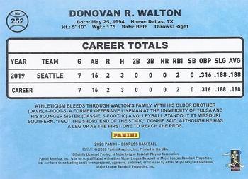 2020 Donruss - Season Stat Line #252 Donnie Walton Back