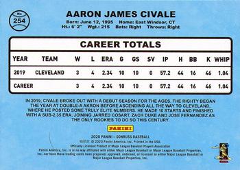 2020 Donruss - Season Stat Line #254 Aaron Civale Back