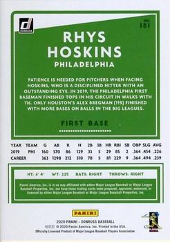 2020 Donruss - Baby Shark Emoji #181 Rhys Hoskins Back