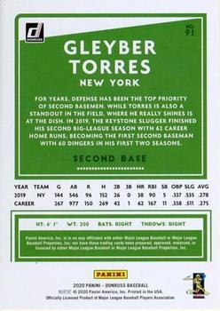 2020 Donruss - One Hundred Emoji #91 Gleyber Torres Back