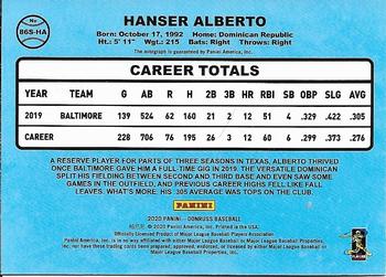 2020 Donruss - Retro 1986 Signatures #86S-HA Hanser Alberto Back
