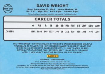 2020 Donruss - Retro 1986 Materials Red #86M-DW David Wright Back