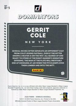 2020 Donruss - Dominators #D-3 Gerrit Cole Back